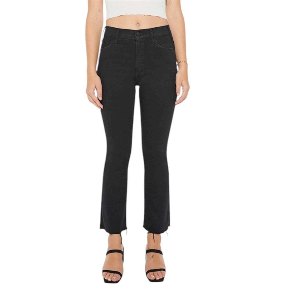 MOTHER hustler ankle fray jeans, black, size 31